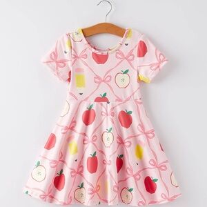 Rylee Faith Designs Toddler Girl Bow Apple Pencil School Dress 3 4 5 7